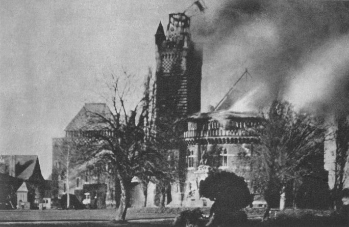 The fire, later in the day